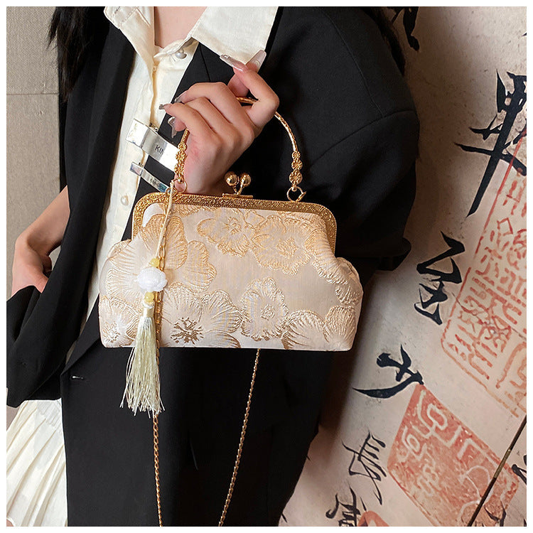 Women's Vintage Satin Mini Crossbody Bag - Retro Silk Handheld Purse - Petite, Elegant & Versatile
