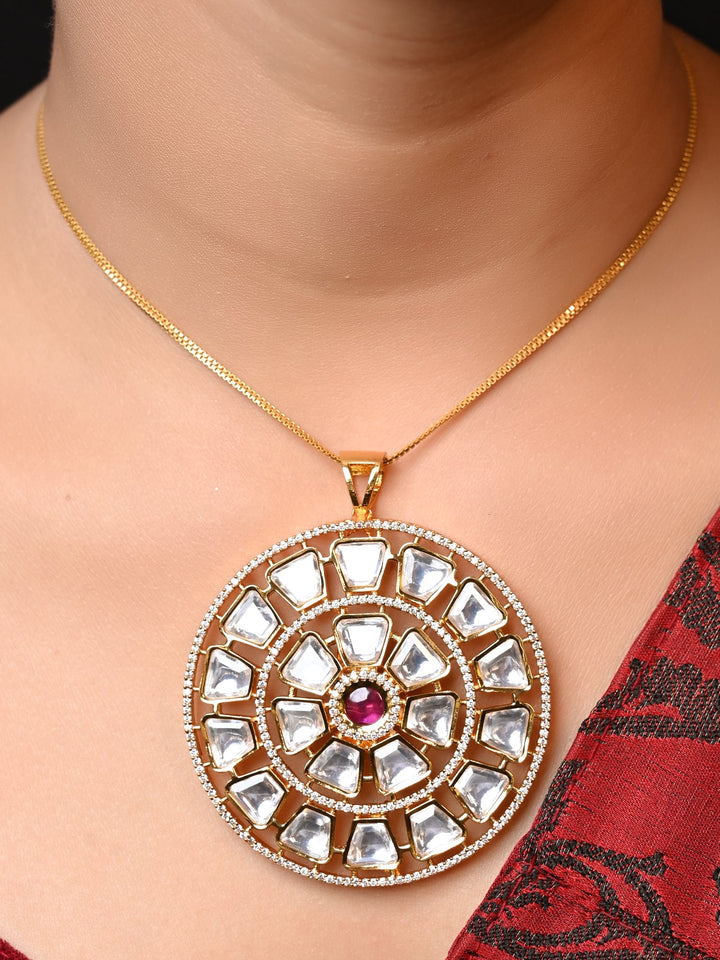 Daisy Ruby Kundan Round Pendant Set