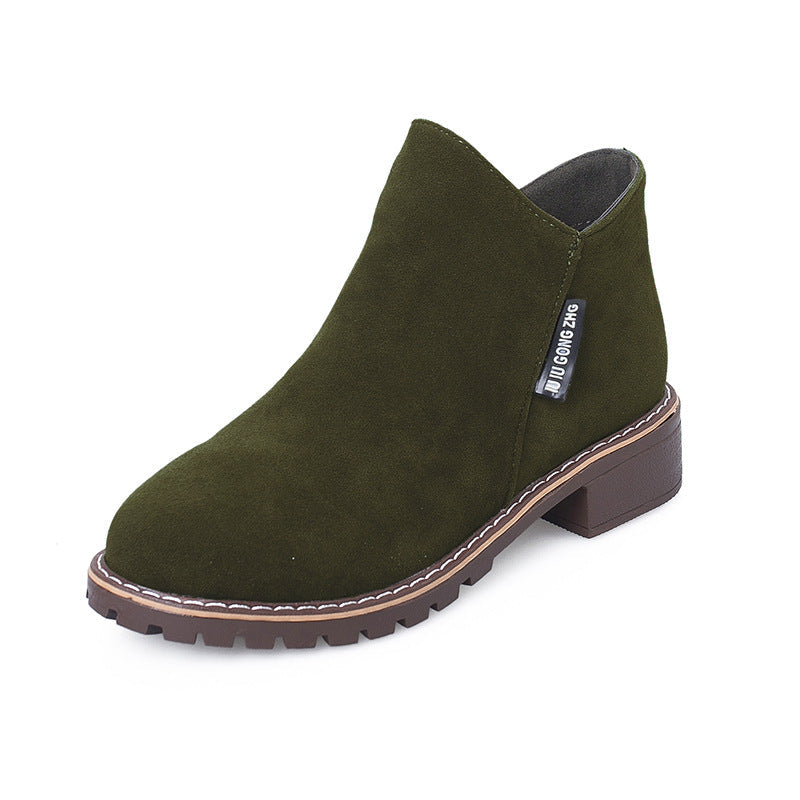 Women's Suede Chelsea Ankle Boots - Side Zip Low Heel Martin Boots (US 4-10)