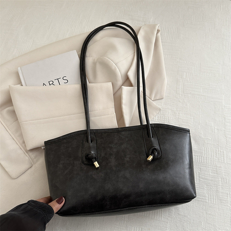 Women's Vintage-Chic Oversized Tote - Commuter-Ready Shoulder Bag w/ Detachable Accent Charms, Grain-Textured Vegan Leather