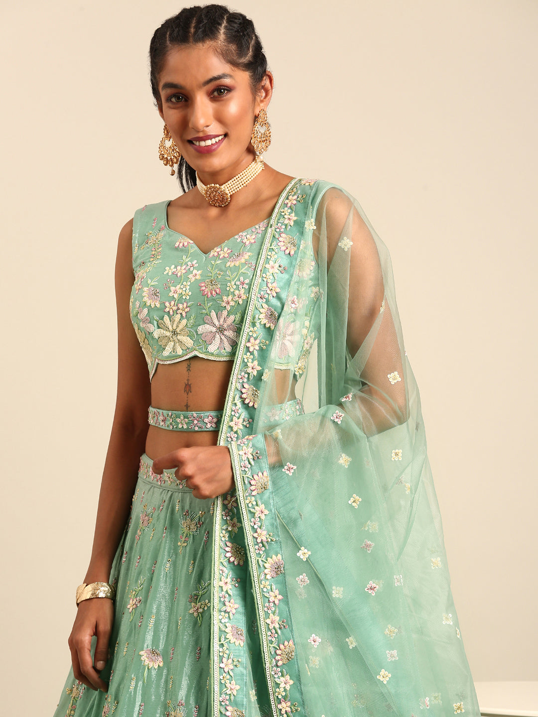 Georgette Sequins with Heavy Zarkan Embroidery Stitched Lehenga choli