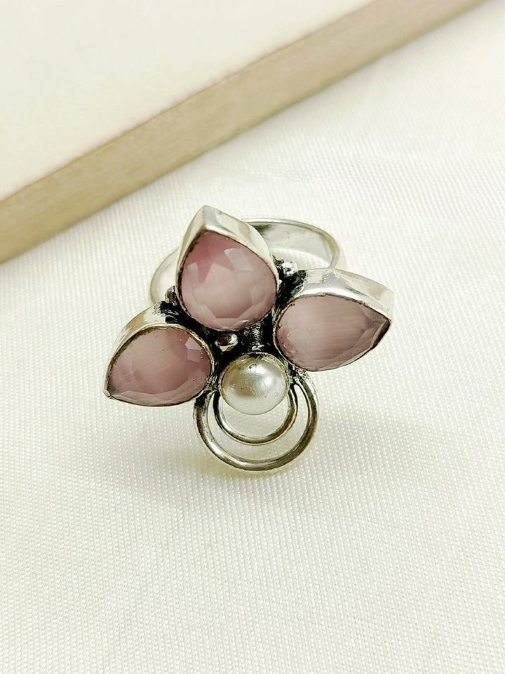 Fallon Baby Pink Oxidized Finger Ring