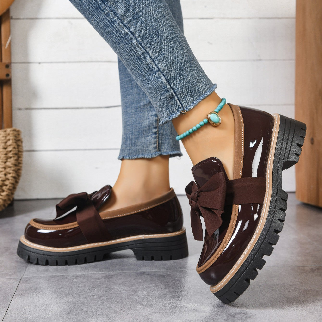 Women’s Bowline Slip-On Loafers – Contrast Stitch Flat Shoes (US 5–10.5)