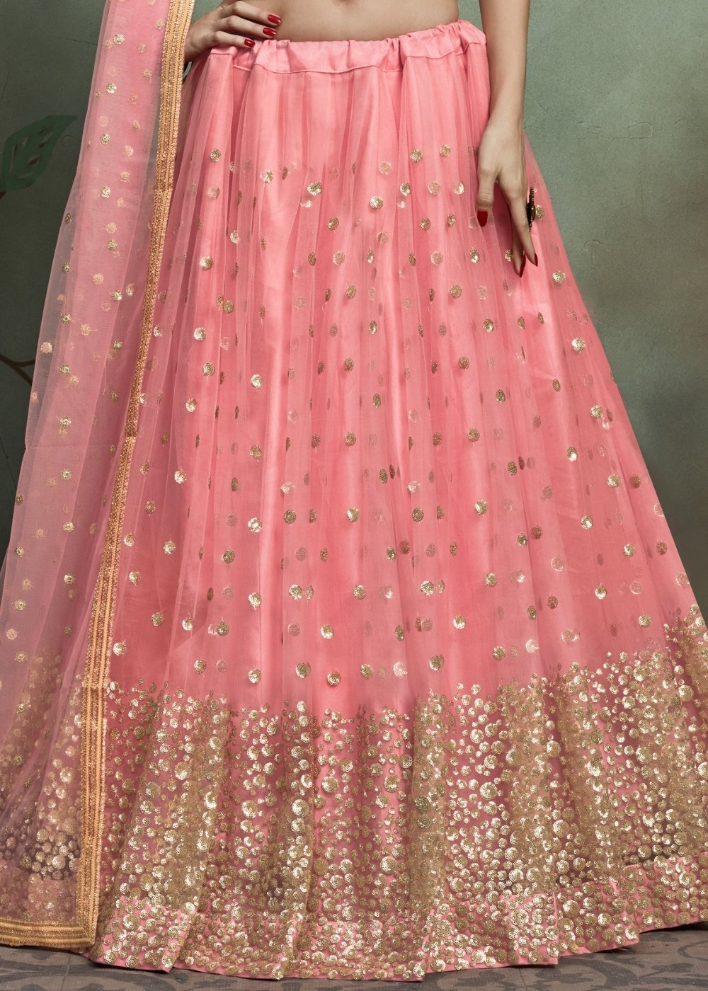 Rouge Pink Designer Soft Net Lehenga Choli with Sequins work | Ready To Wear - qivii