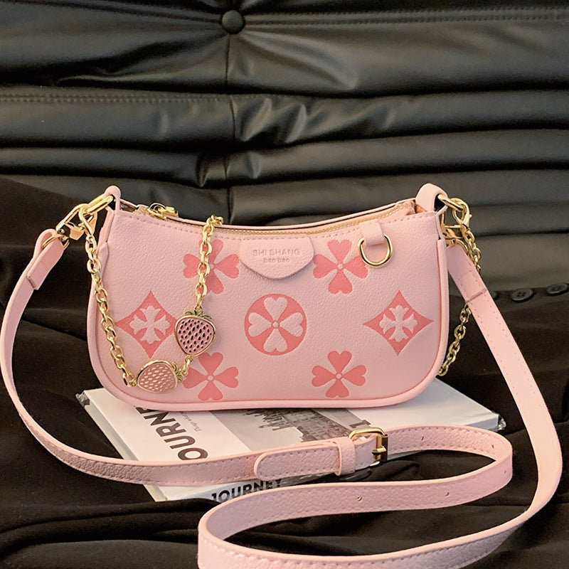 Women's Heritage Print Satchel – Mini Convertible Mahjong Bag with Artisan Monogram & Chain Strap