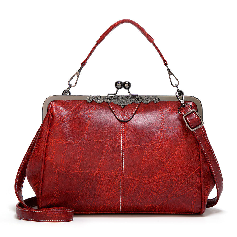 Women's British Vintage Oversized Bag – Multi-Way Shoulder/Tote Bag with Clip Closure