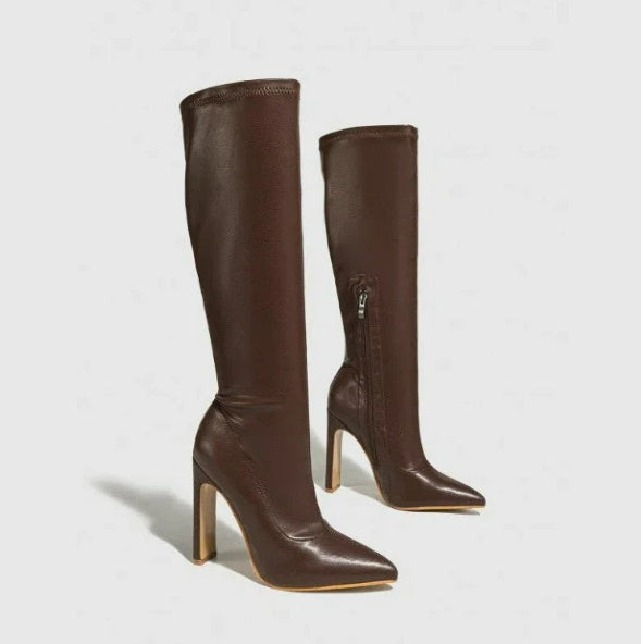 Women's LuxeStiletto Knee-High Boots – Pointed Toe Slim Heel Fashion Boots (US 4–10)