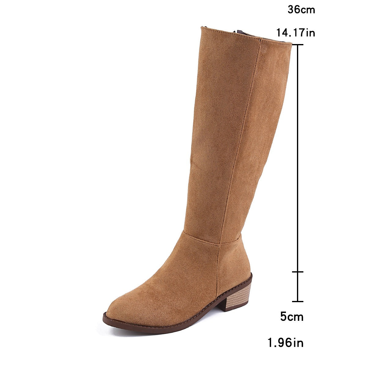 Women's Hollis Vintage Riding Boots - Knee-High Suede Boots with Side Zip & Block Heel (US 5-10.5)