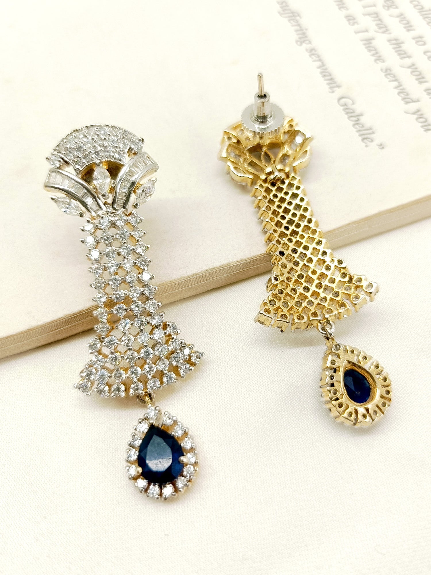 Anukampa Blue American Diamond Earrings