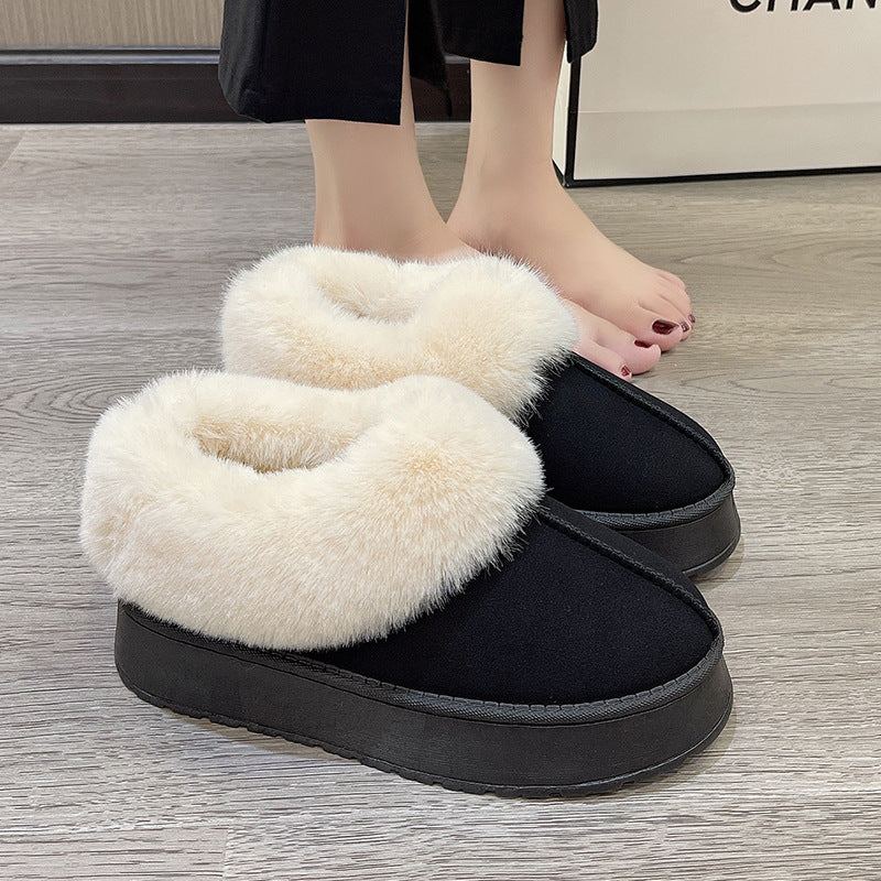 Women's Poppy Cozy Platform Boots - Plush Faux Fur Cuff Slip-On Winter Booties (US 5-10.5)