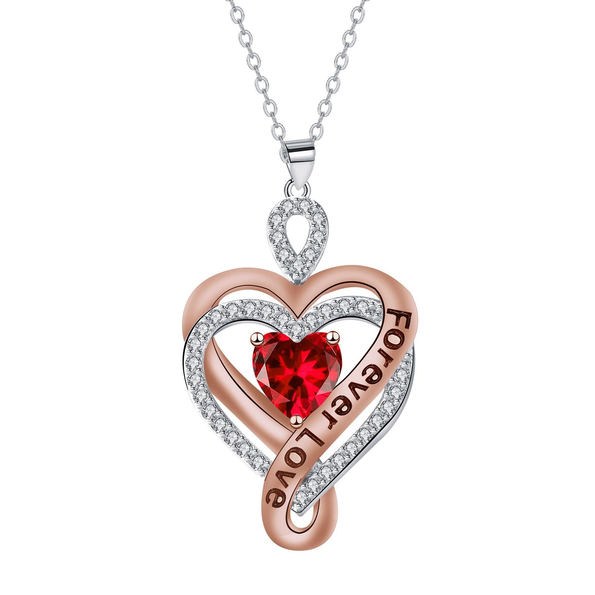 Double Love Necklace Women's Rose Pendant Retro Simple Elegant