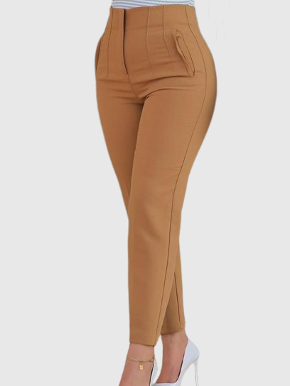Women's Tailored Pleat High Waist Side Pocket 9-point Pants  - By Qivii