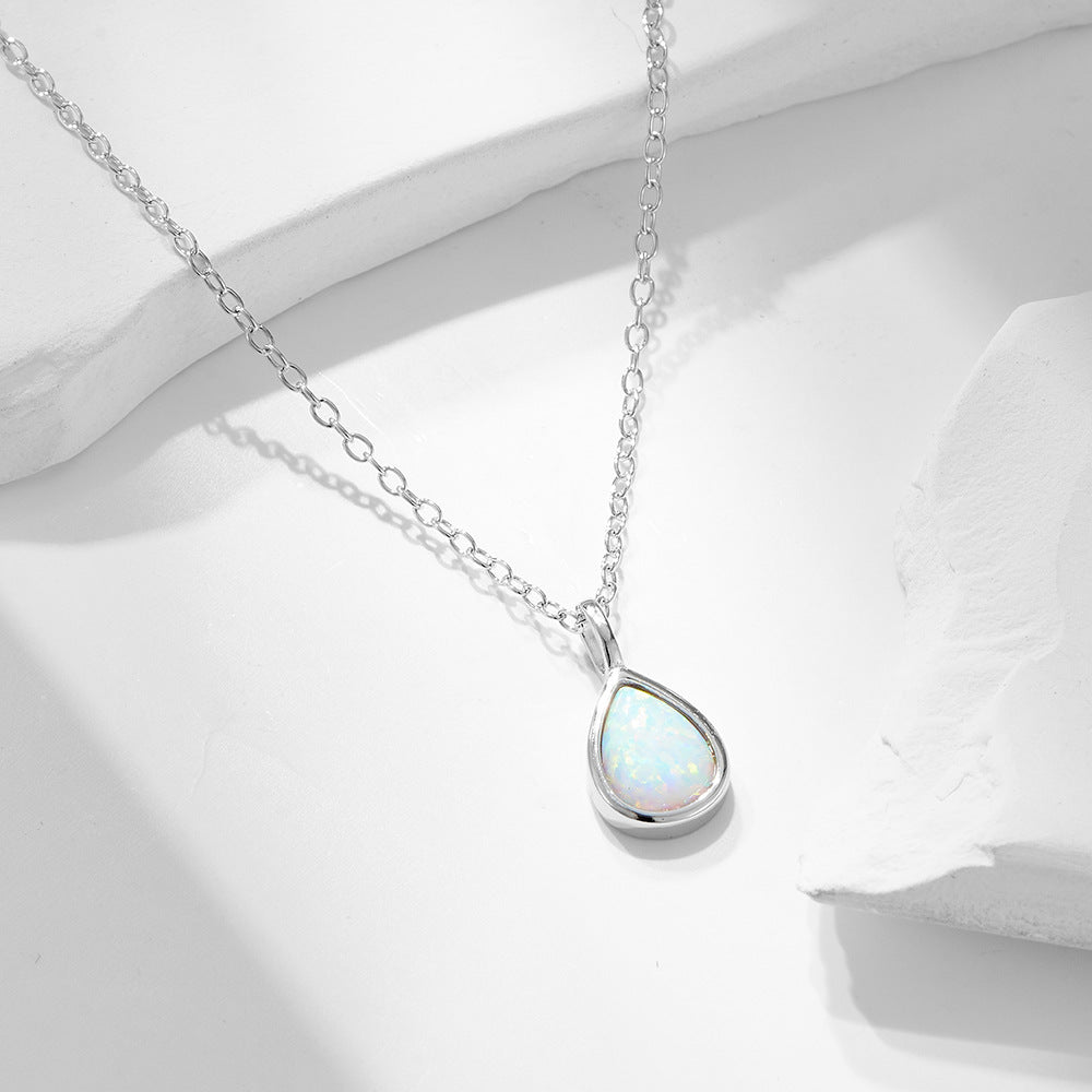 S925 Sterling Silver Waterdrop Pendant Clavicle Necklace
