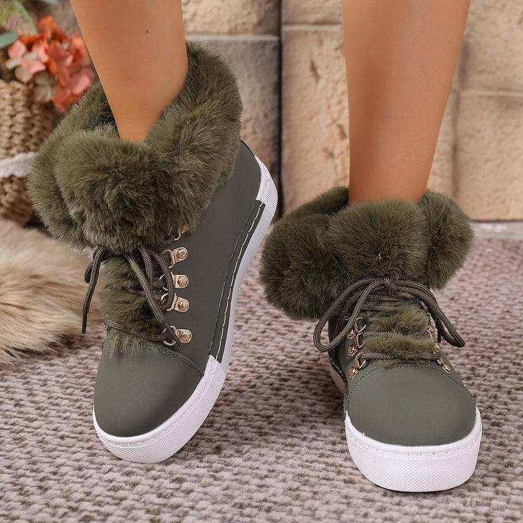 Women's Heritage Plush Snow Boot - Platform Winter Boots with Faux Fur Lining & Classic Lace-Up Design (US 5-10.5)