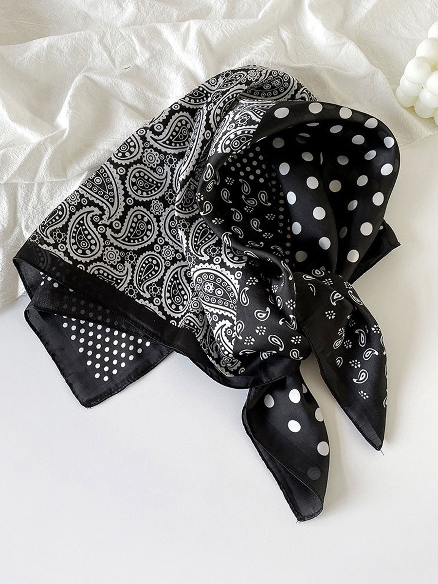 Retro Contrast Bohemian Paisley Print Satin Scarf  - By Qivii