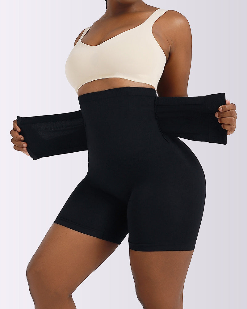 High Waist Stretchy Hourglass Buckle Belt Corset Butt Lift Shapewear Shorts  - By Qivii