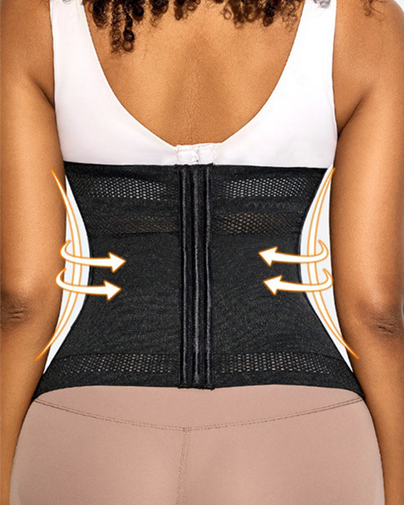Hollow Breathable Double Belt Waist Trainer Tummy Control Slimming Sports Corset  - By Qivii