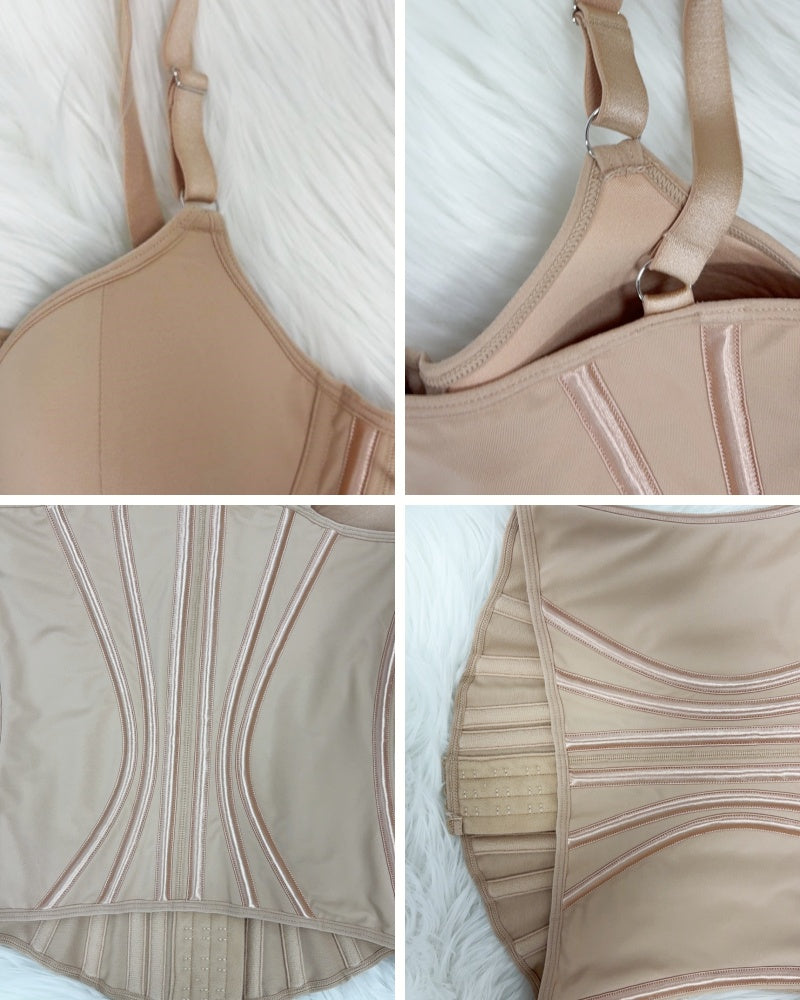 Fajas Colombianas Lace Trimmed Underwire Corset Tummy Control Waist Trainer  - By Qivii