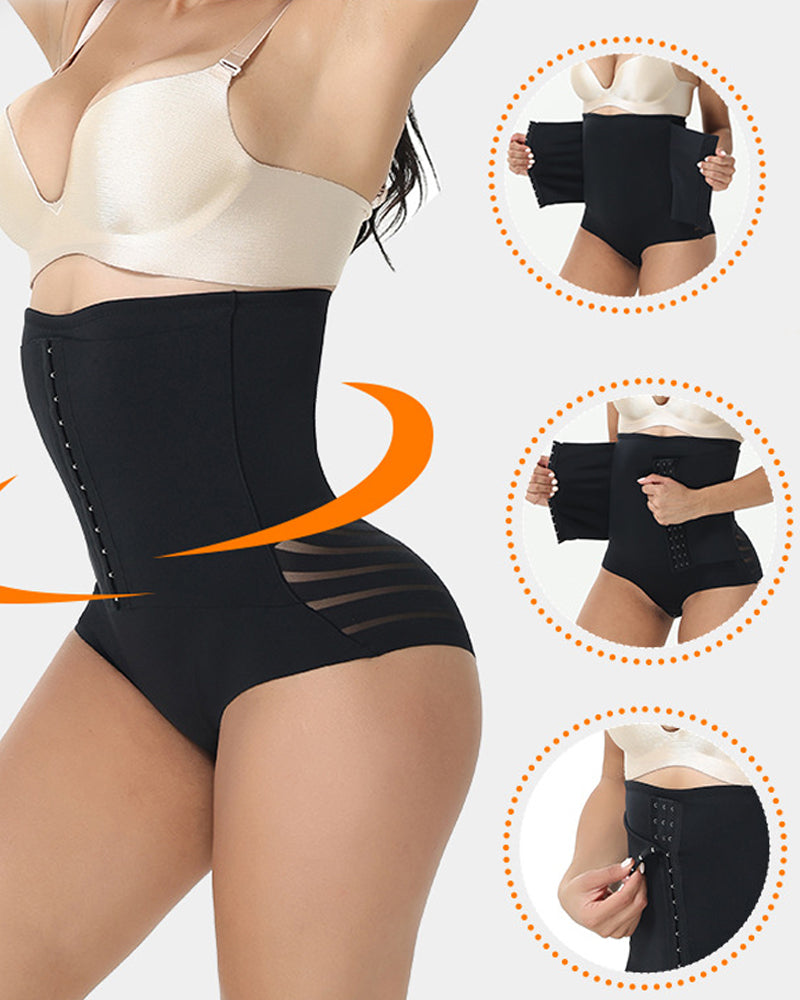 High-waisted Tummy Control Breathable Mesh Panties Shorts  - By Qivii