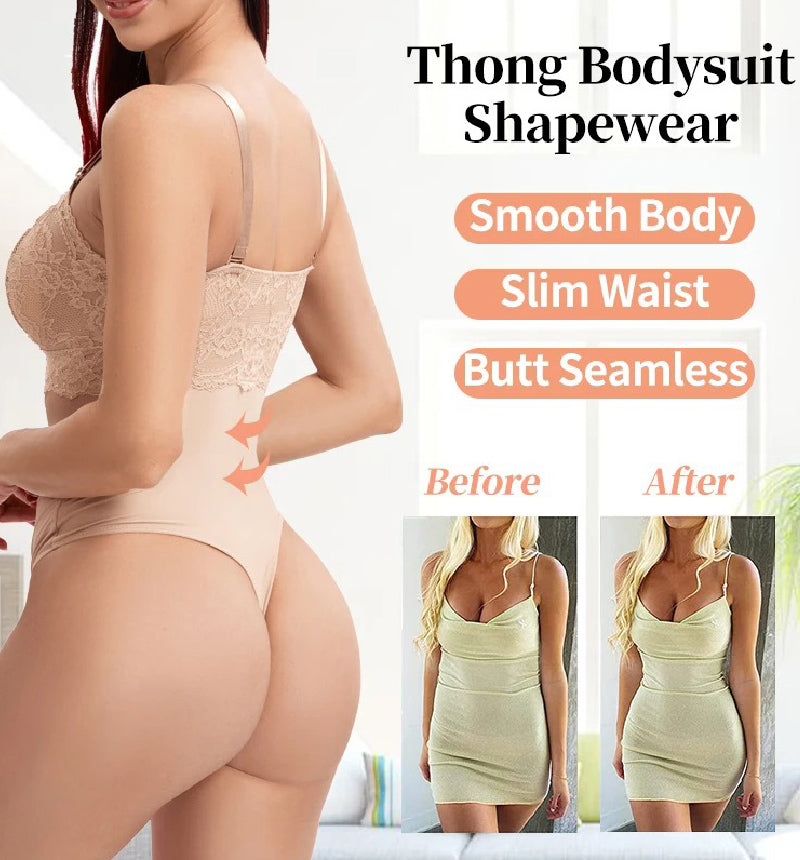 Seamless Lace Slimming Waist Bodysuit Tummy Control Thong Shapewear With Bra  - By Qivii