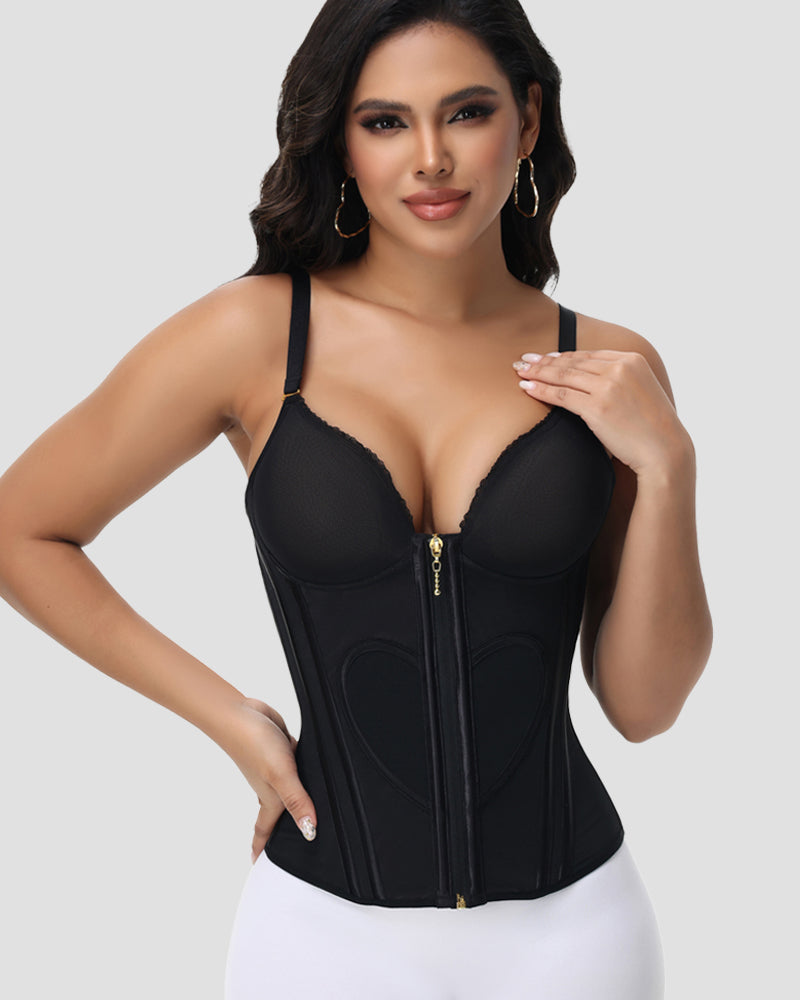 Shapshe® Fajas Colombianas Love Pattern Corset Top Zipper Waist Trainer