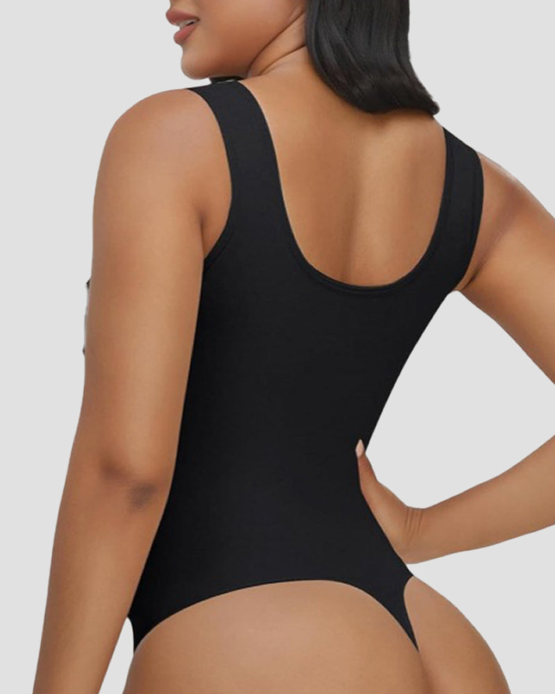 Sexy U-Back Tummy Control Shapewear Thong Bodysuit  - By Qivii