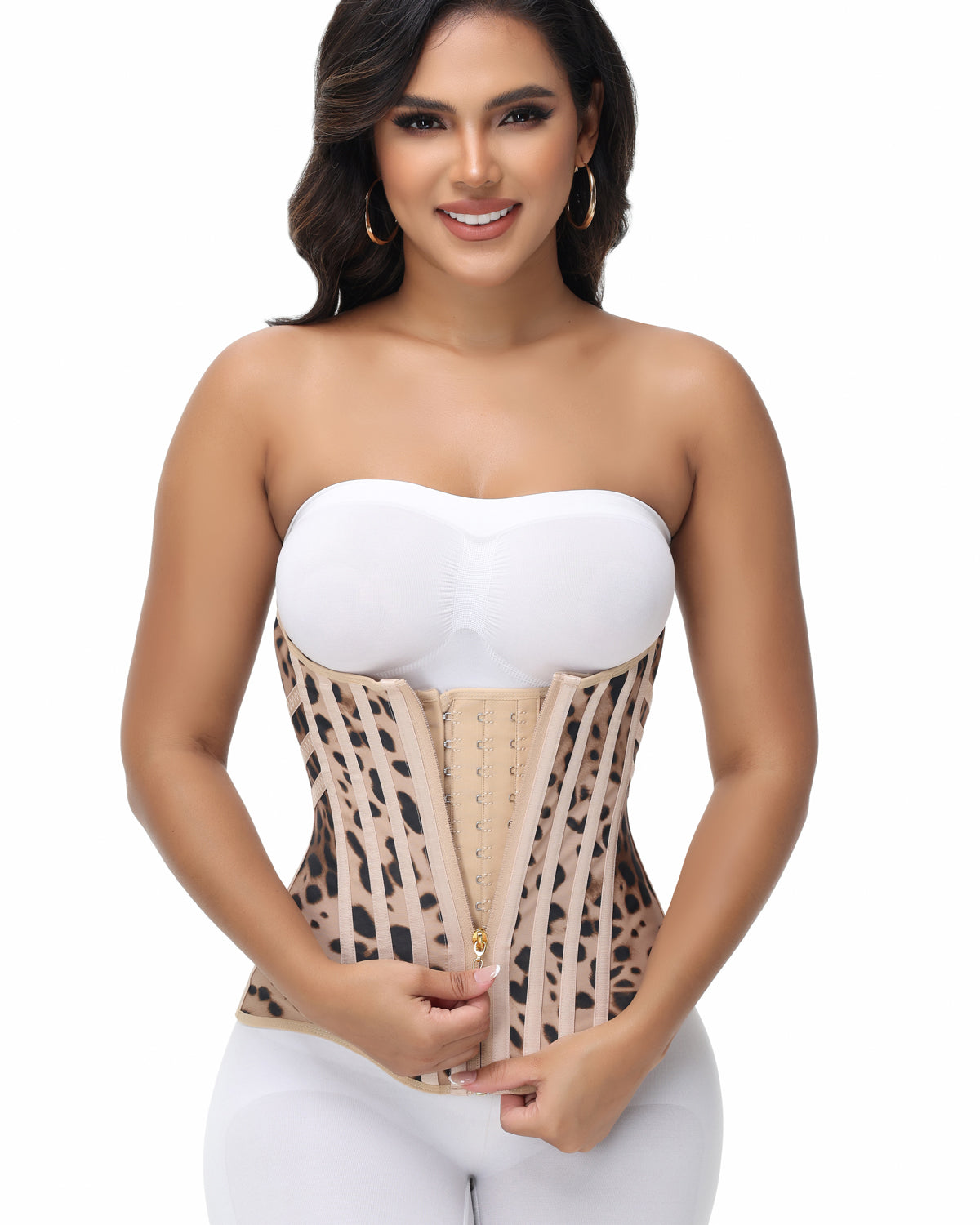 Shapshe® Fajas Colombianas 3 Row Hook and Eye Front Zipper Waist Trainer