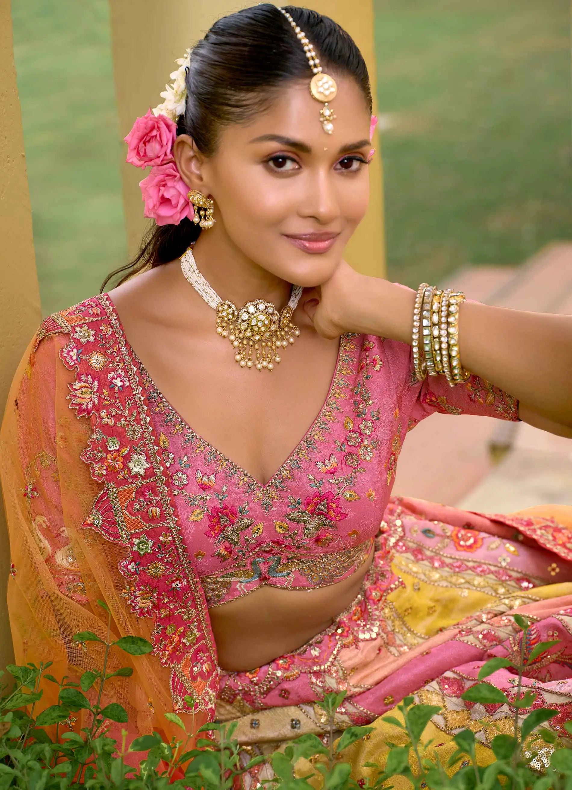 Pastel Designer Heavy Embroidery Work Lehenga