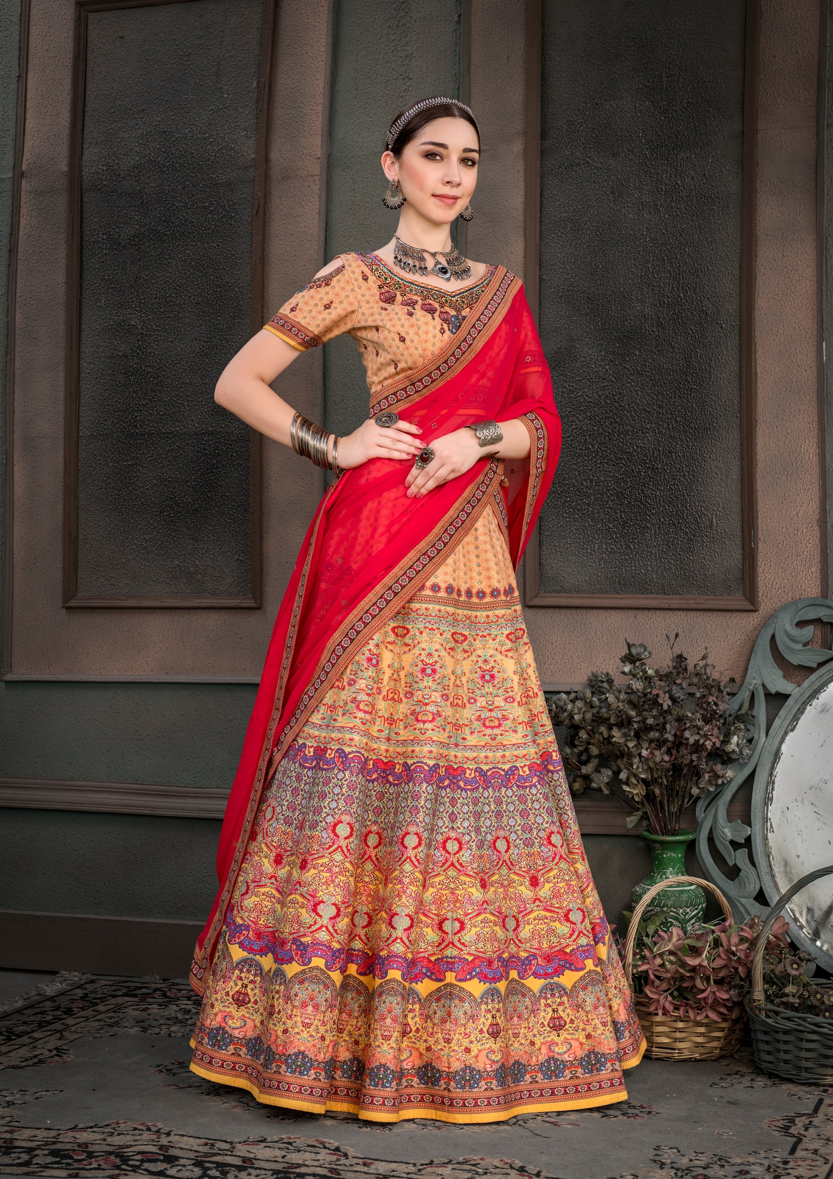 Intricate Impressions: A Digital Print Lehenga with Stunning Details - qivii