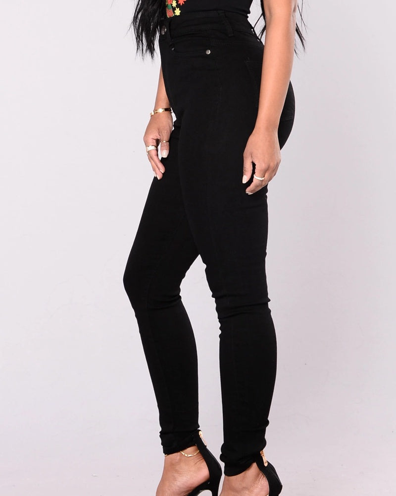High Waist Elastic Tummy Control and Hip Lift Skinny Jeans  - By Qivii