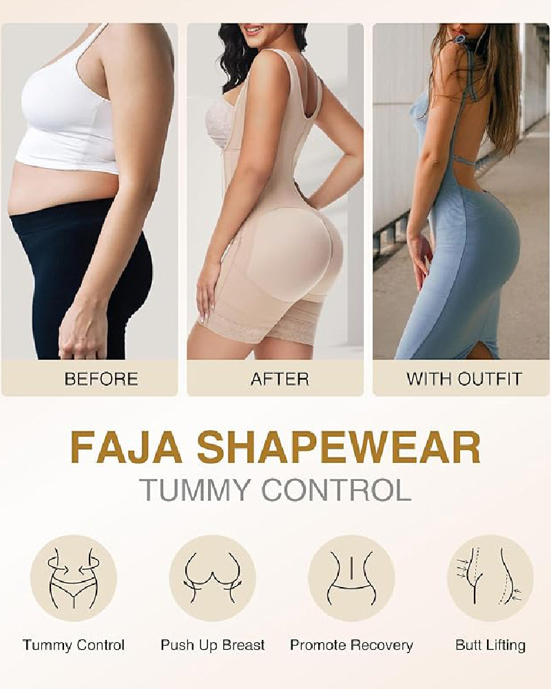 Shapshe® High compression Front Zipper Mid Thigh Shapewear  - By Qivii