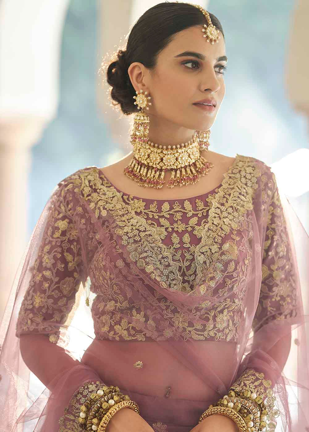 Plum Purple Soft Net Lehenga Choli with Dori & Sequins work | Ready To Wear - qivii