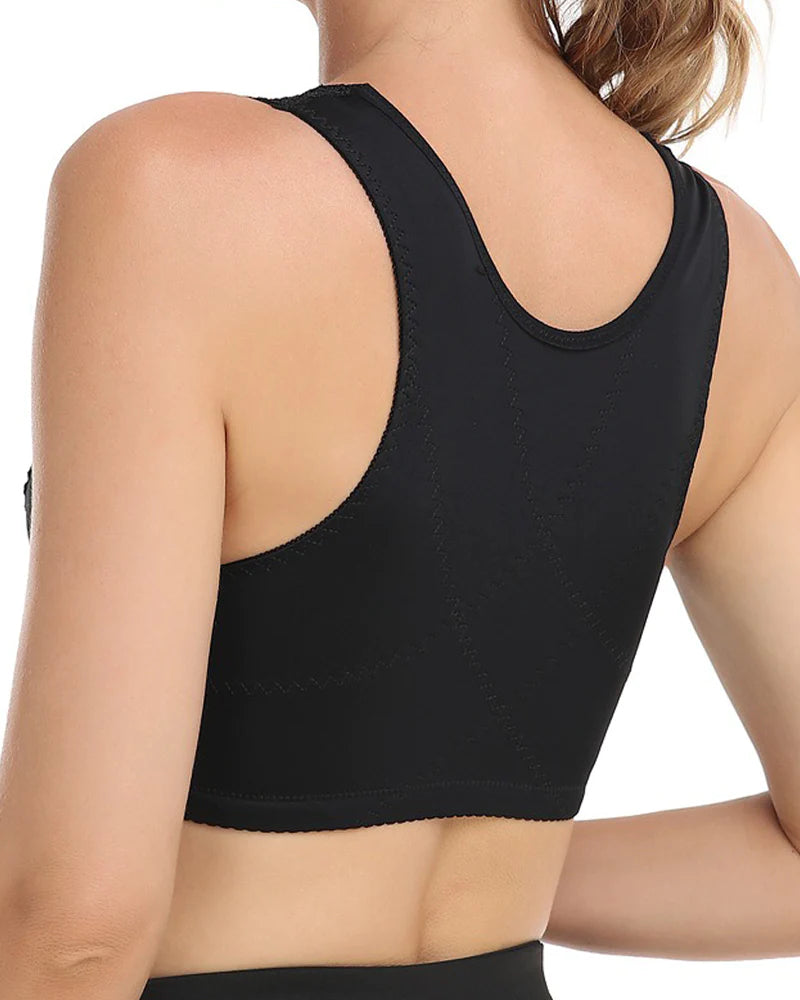 Breathable Lace Front Closure Wire-free Smooth Back Shaping Bra  - By Qivii
