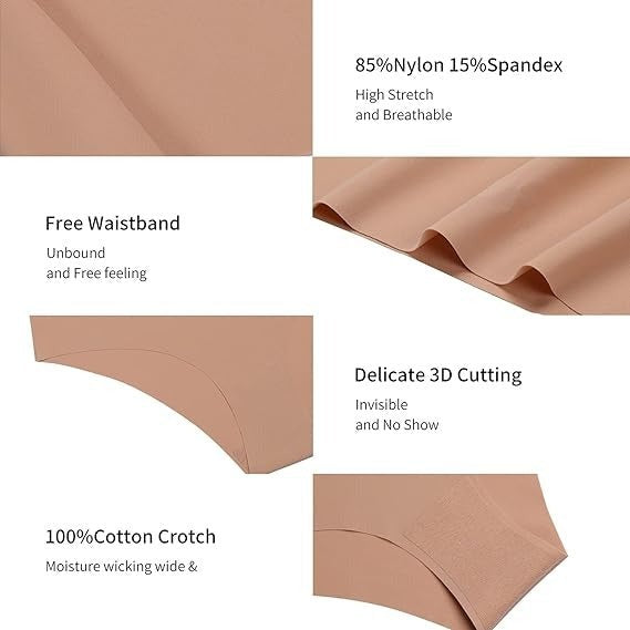 Sexy Ice Silk Low-Rise Panties Seamless Multicolor Briefs Lingerie  - By Qivii