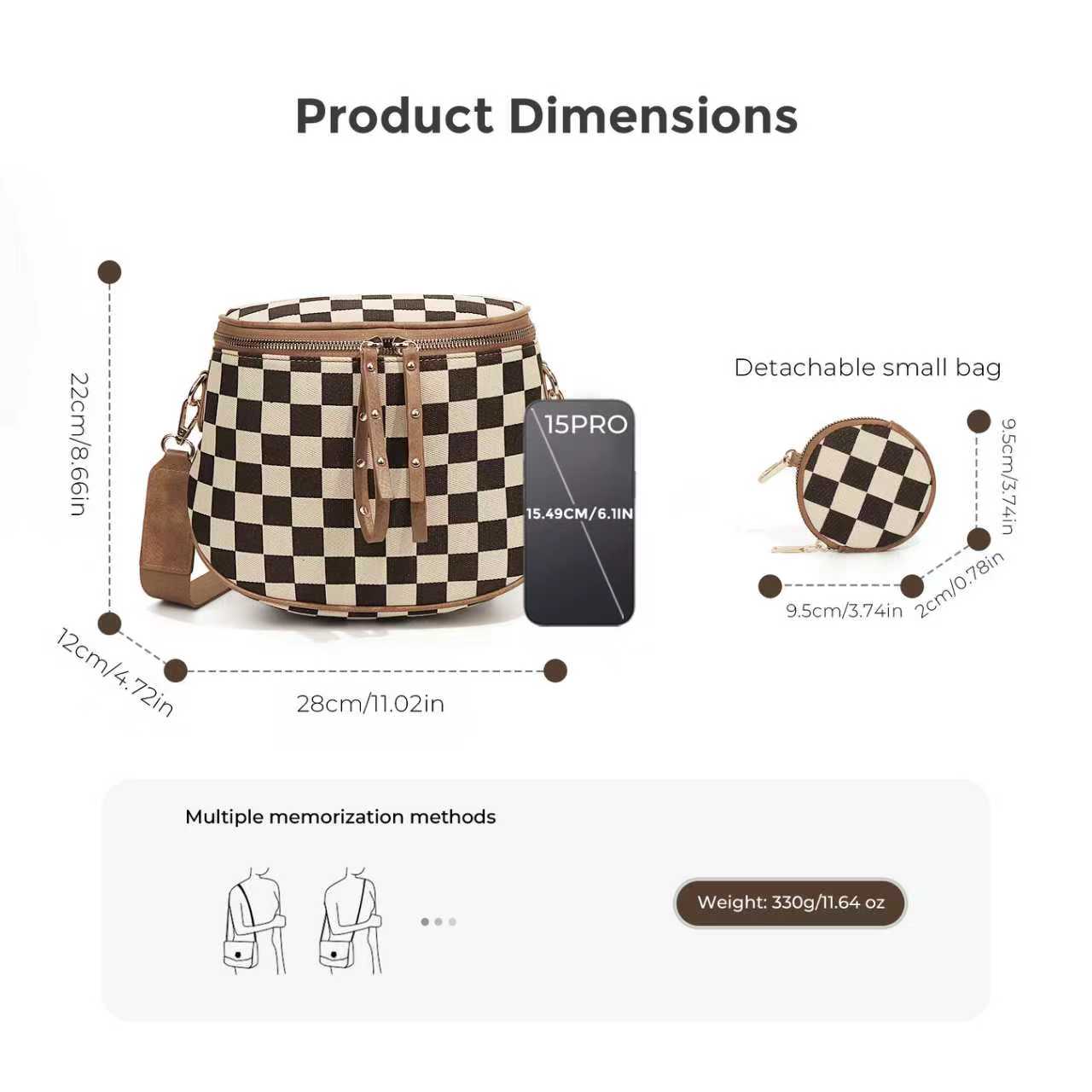 Ounamei Large Crossbody Bag for Women | Multi-Style Bag with Coin Pouch for Travel & Daily Use