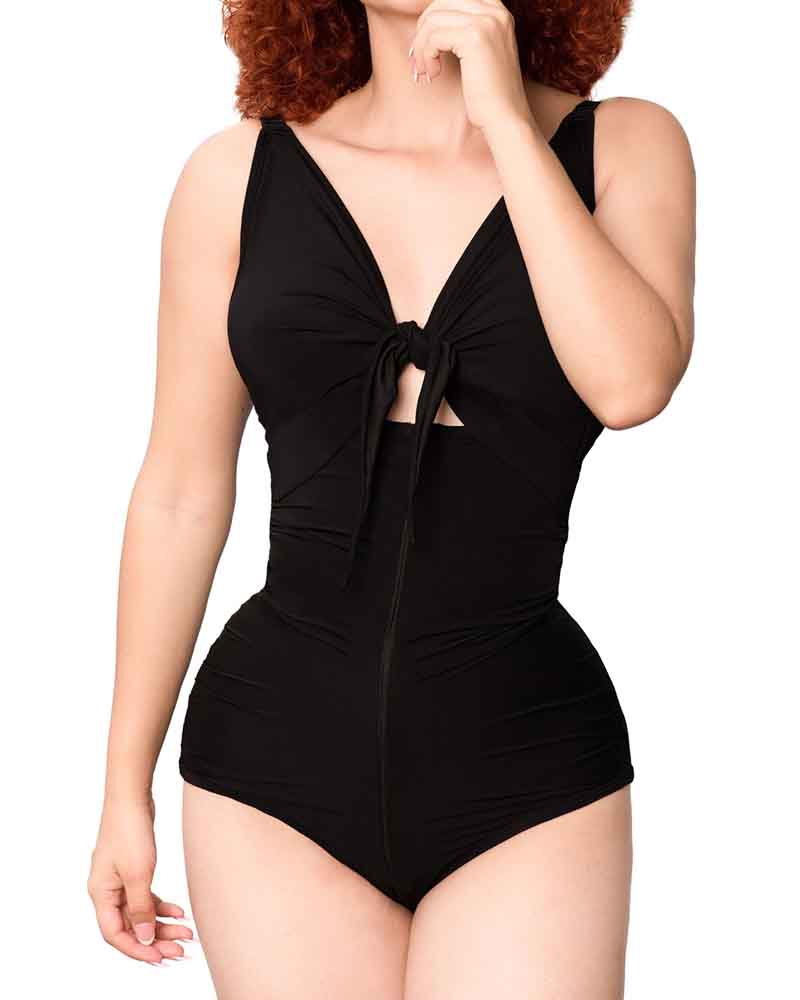 High Waist Ruched Shaping Swimsuits One Piece Tummy Control Swimwear  - By Qivii
