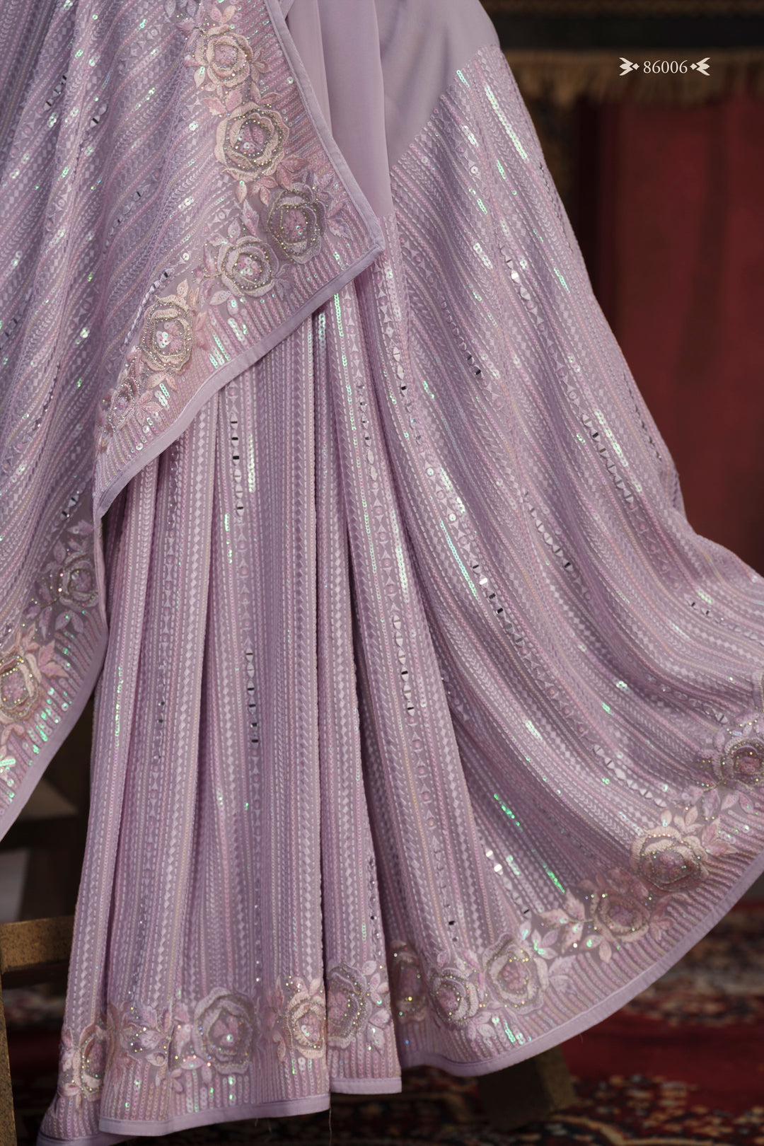 LAVENDER GEORGETTE PARTY LOOK SAREE - qivii