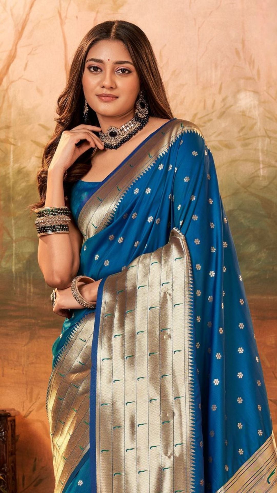 Blue Pure Paithani Silk Adorned With Gorgeous Paithani Woven Work Saree