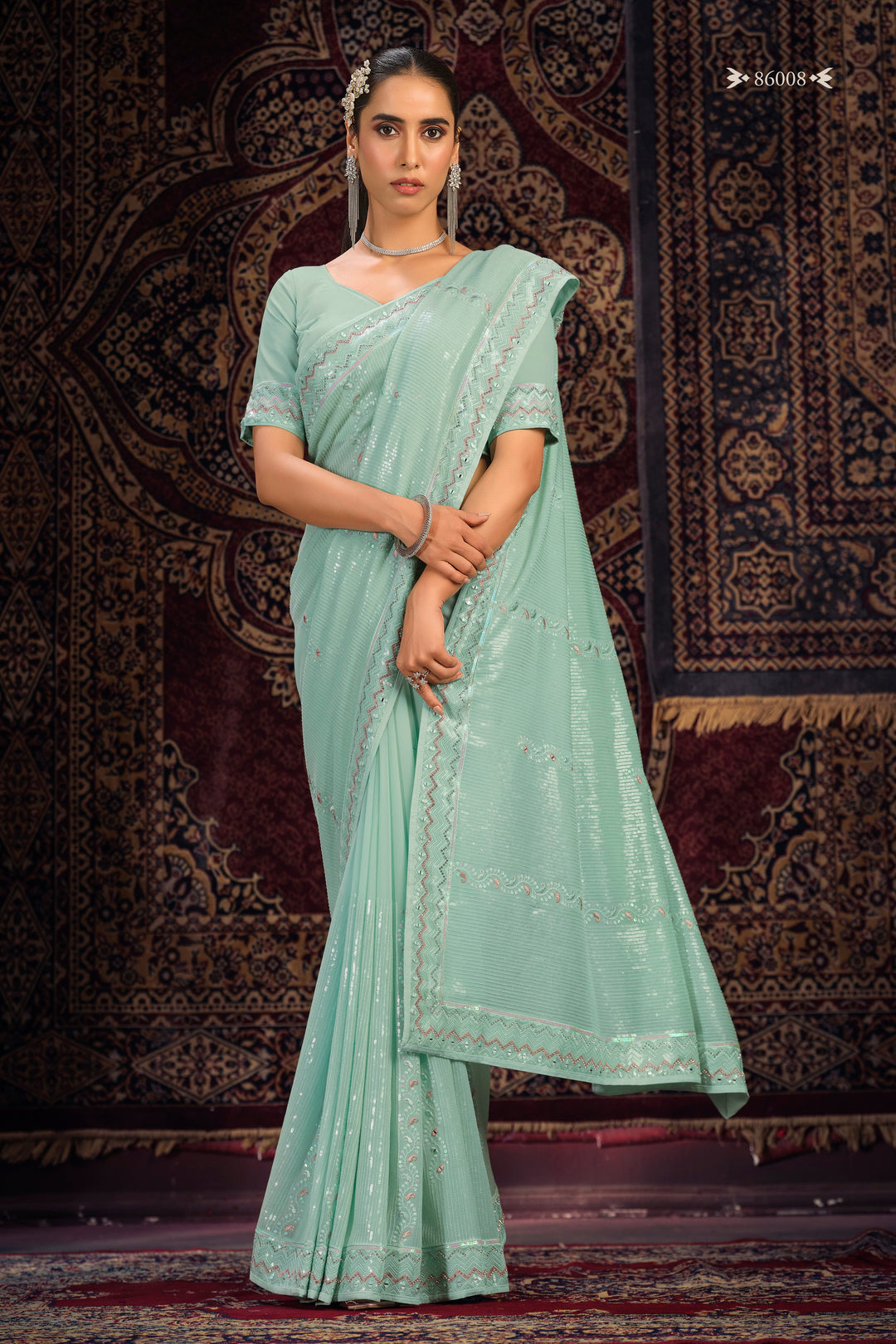 FIROZI GEORGETTE PARTY LOOK SAREE - qivii