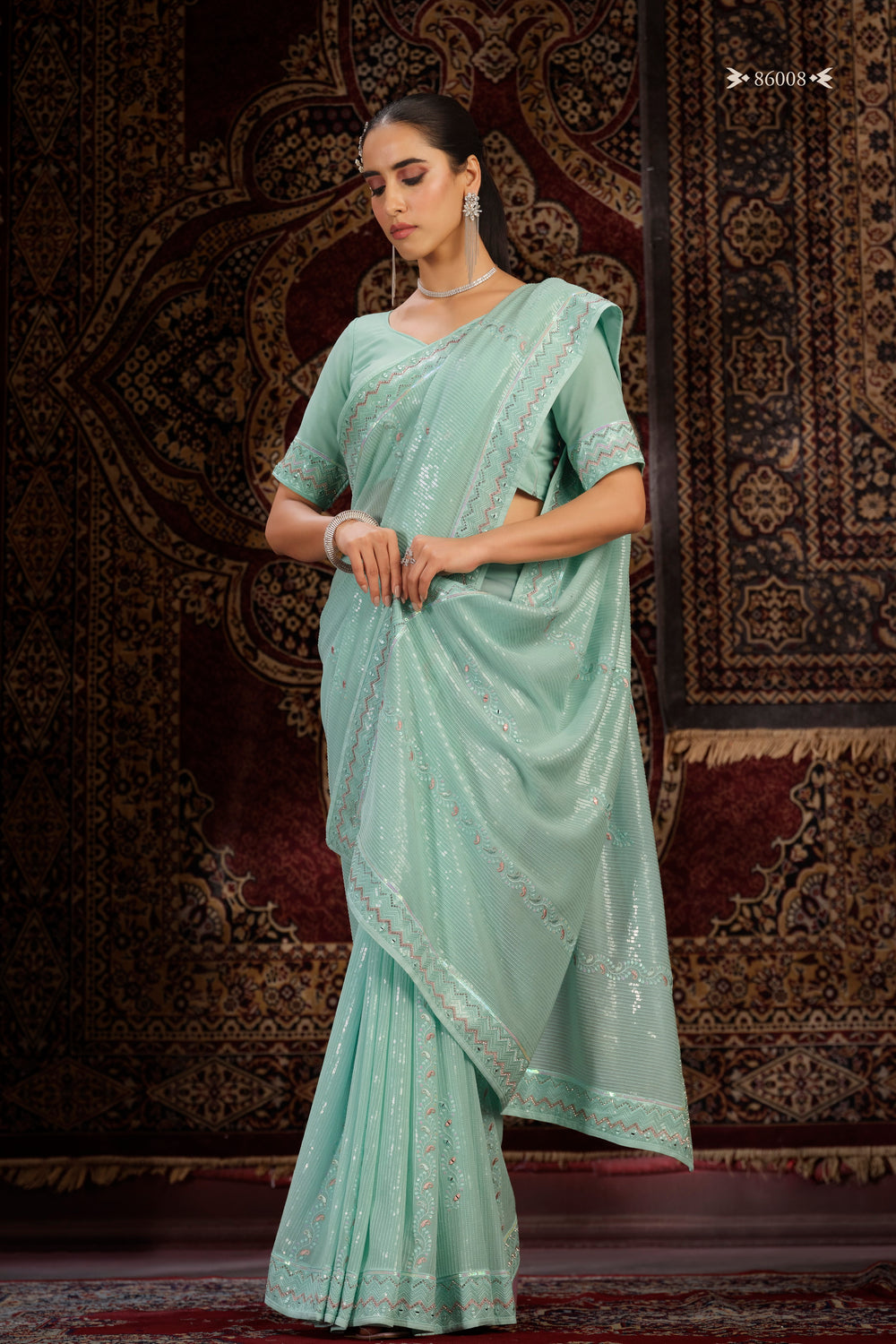 FIROZI GEORGETTE PARTY LOOK SAREE - qivii