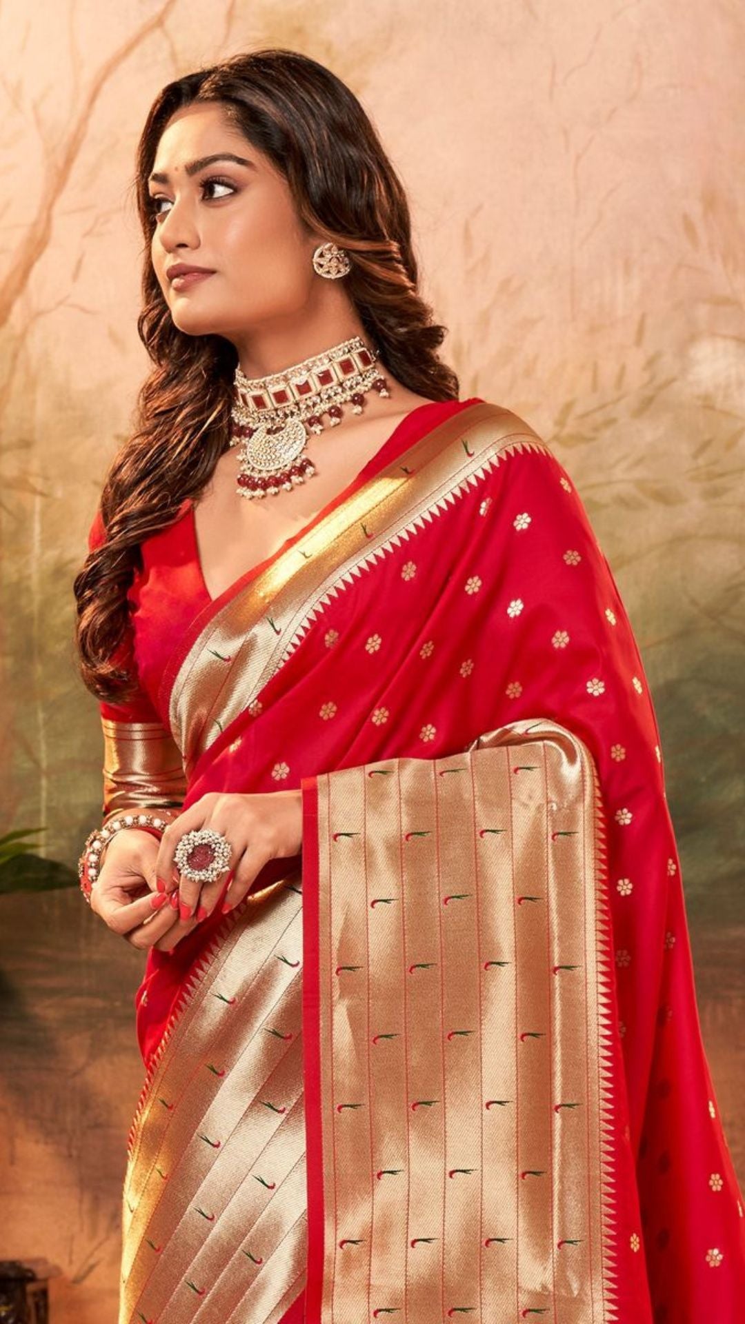 Red Pure Paithani Silk Adorned With Gorgeous Paithani Woven Work Saree