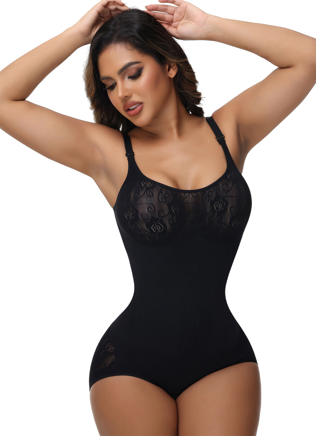 Shapshe® Sexy Seamless Jacquard Bodysuit Tummy Control Spaghetti Strap Shapewear  - By Qivii