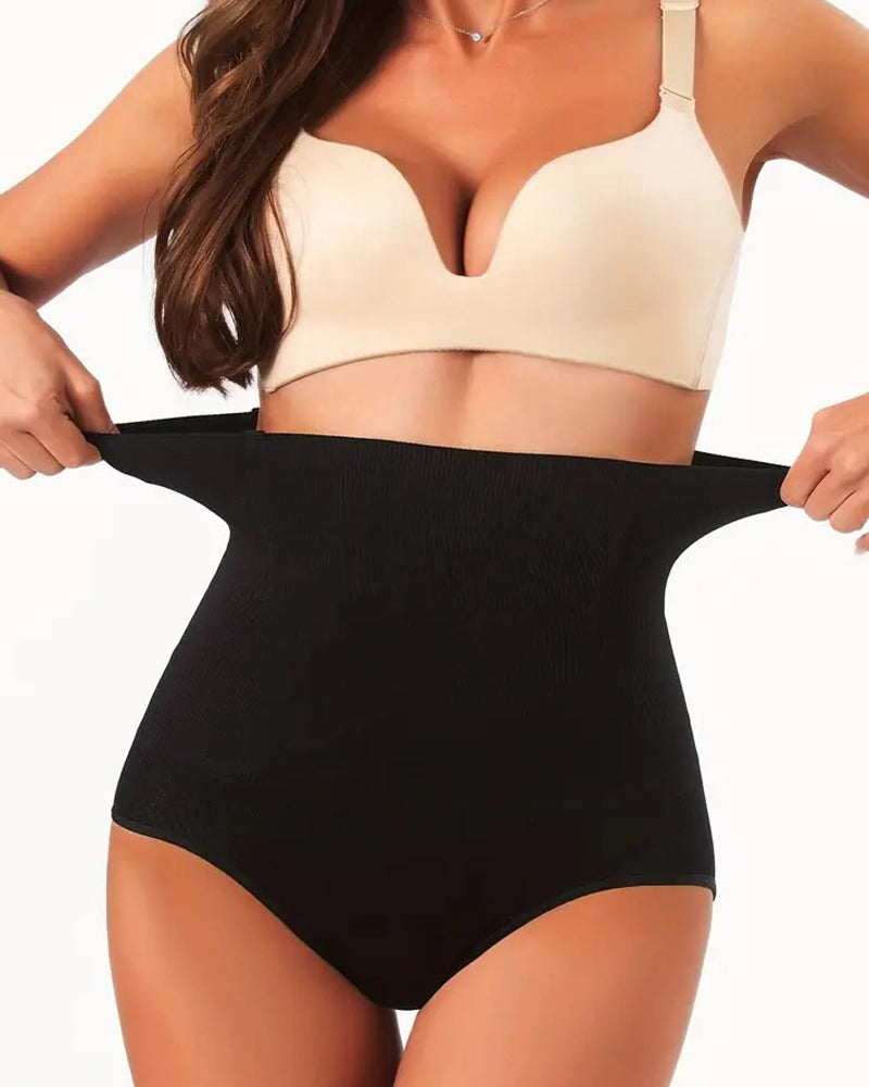 Seamless High Waist Shaping Panties Comfy Tummy Control Hip Lifting Slimming Brief  - By Qivii