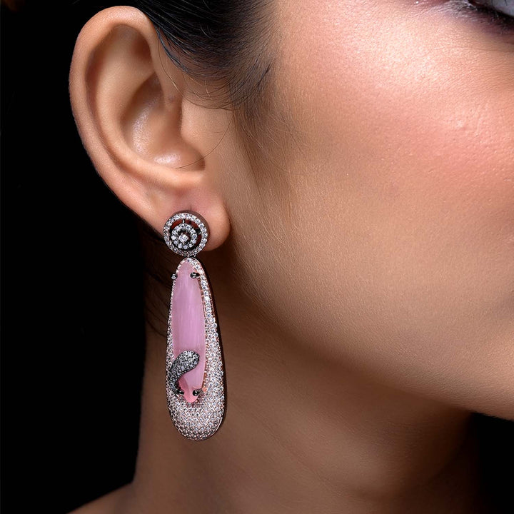 Mayuri Diamond Work Baby Pink Victorian Earrings