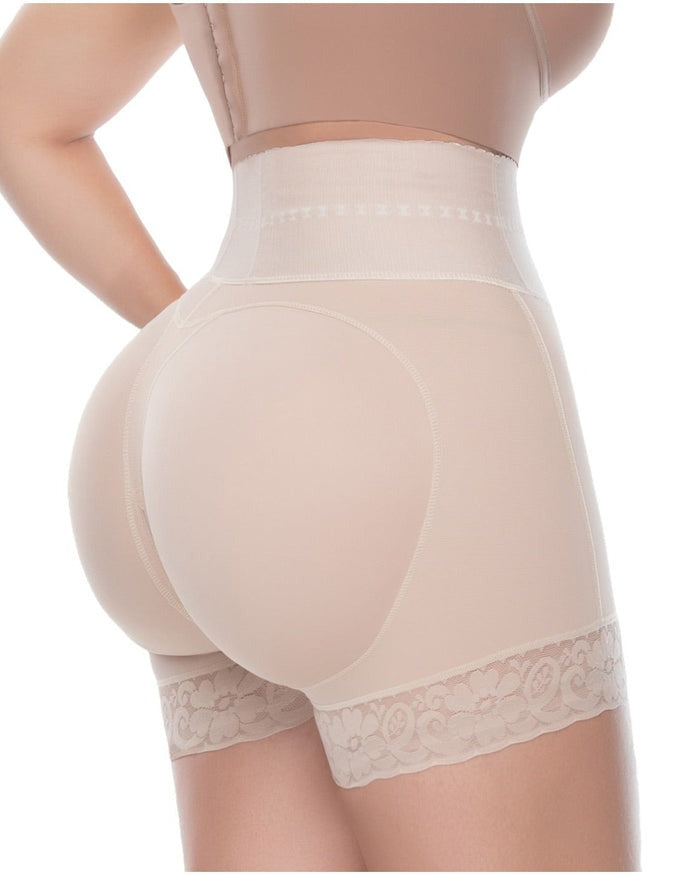 Shapshe® Double Compression High Waisted BBL Shorts With Mid-section Tummy Control Panties  - By Qivii