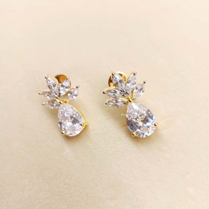 Deepali Fancy Cut Shape Diamond Gold Plated Earrings