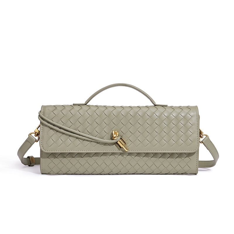 Women's Celestial Baguette Clutch - Kiss-Lock Woven Minaudière with Chain Strap