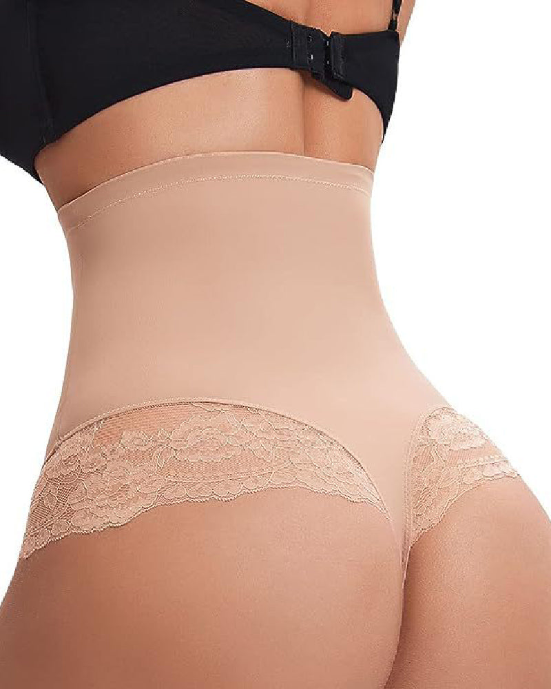 Seamless Lace Tummy Control Shapewear Panties High Waist Compression Thong Underwear  - By Qivii