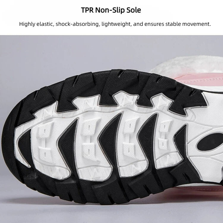 Women's Thermal Winter Hiking Boots - High-Cut Fleece Lined Snow Boots (Pink, White & Black - US 5-10)