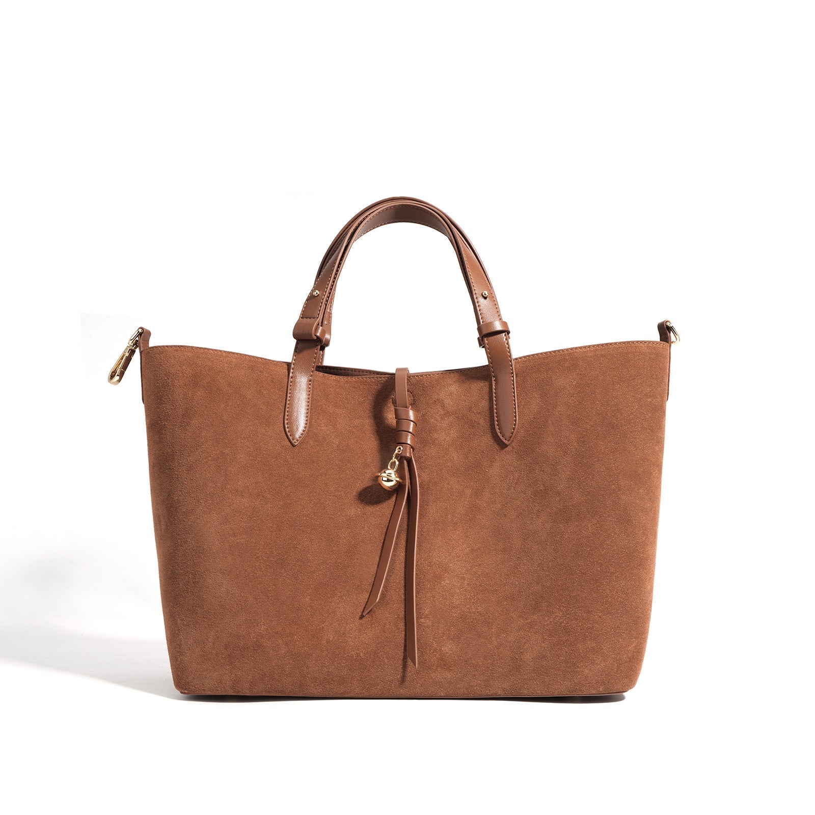 Ounamei Genuine Leather Suede Tote Bucket Bag for Women | Large Capacity Retro Shoulder & Handbag, Elegant Autumn Winter Design